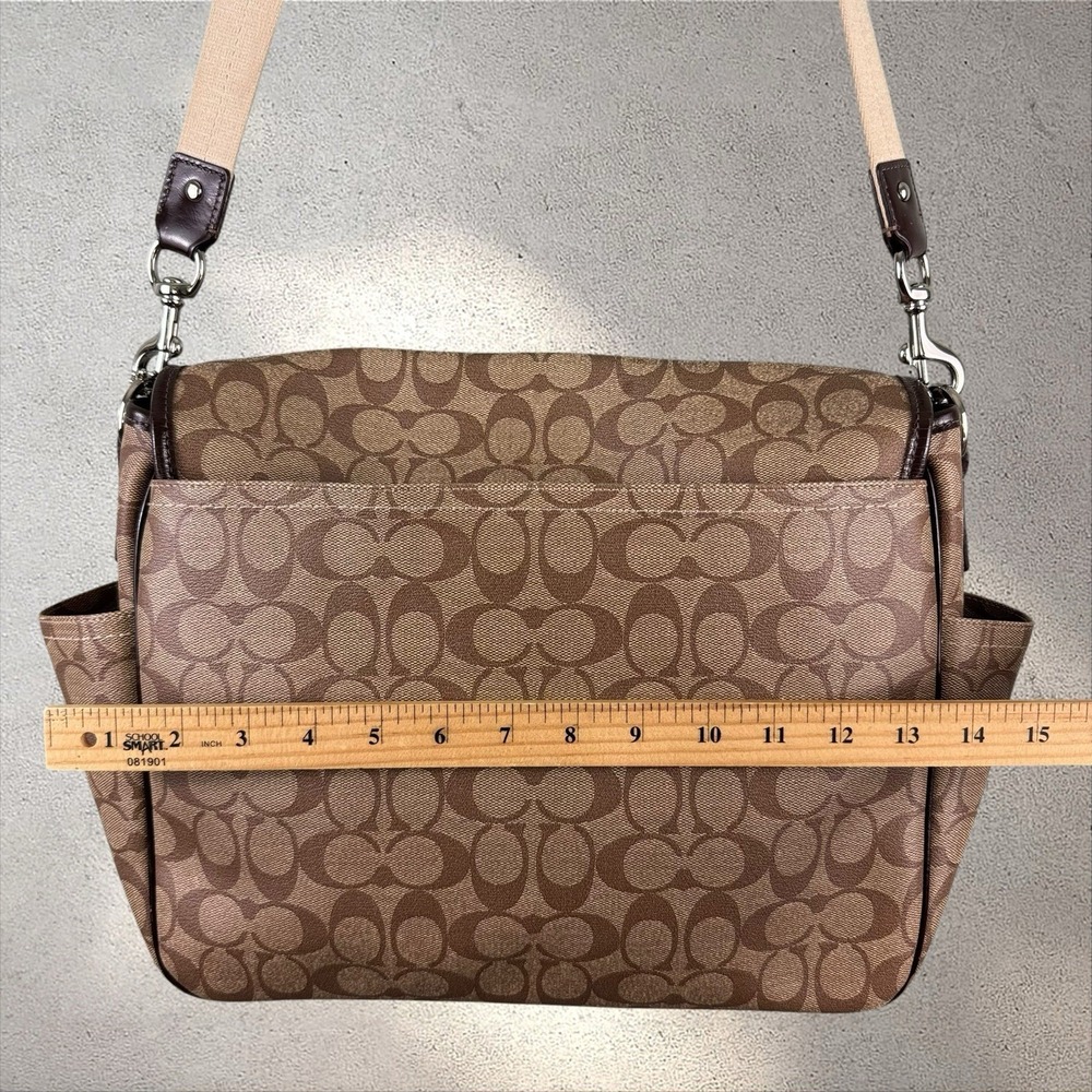 COACH ASHLEY SIGNATURE CANVAS BABY MESSENGER BAG F1276 F18373 BLACK GREY DIAPER - Picture 10 of 10